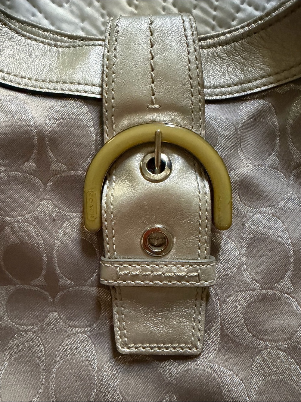 Coach Metallic Taupe Signature Shoulder Bag - Picture 7 of 9
